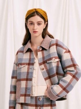 🌺 Petite Studio NYC Stockholm Wool Jacket – Reversible Plaid Cropped Jacket